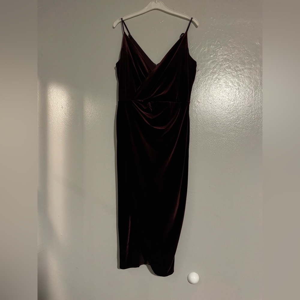 Betsey Johnson Burgundy Velvet Camisole Spaghetti Strap Cocktail Party Dress 10